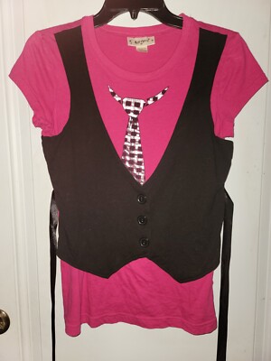 Self Esteem Shirt Punk style Hot Pink shirt Tie And Vest VINTAGE 2000s