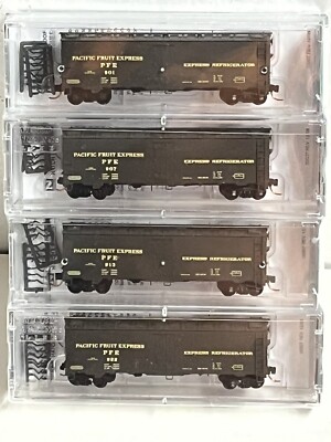 MICRO TRAINS 12-107 PACIFIC FRUIT EXPRESS BR-40-10 PNS0053 STEEL REEFER 4 PACK N
