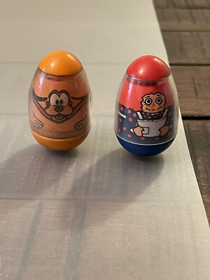 Vintage 1970's Raggedy Ann & Pluto Weeble Wobble Hasbro Disney Toy Collectible