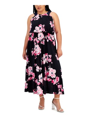 ФИРМЕННОЕ женское темно-синее миди-платье-пуловер с эластичной резинкой на талии ОТ ROBBIE BEE Плюс 2X