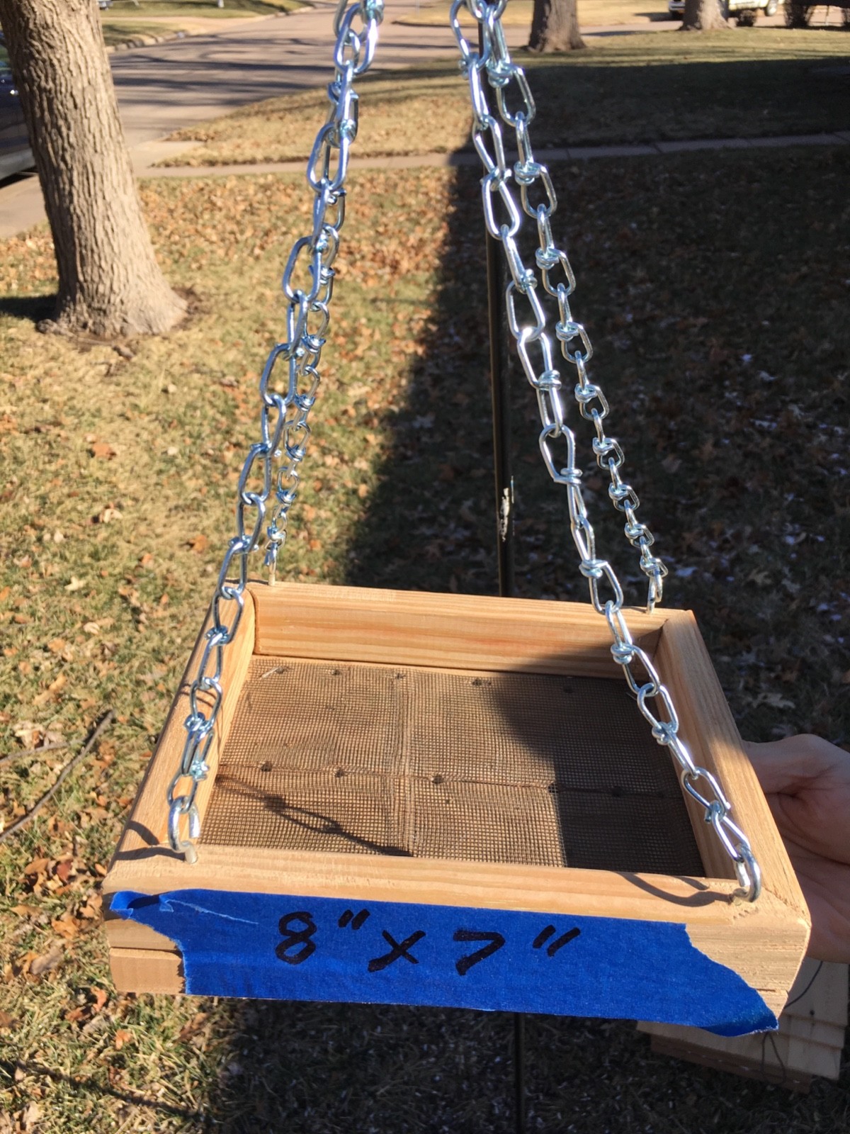 Hand made rustic bird feeder