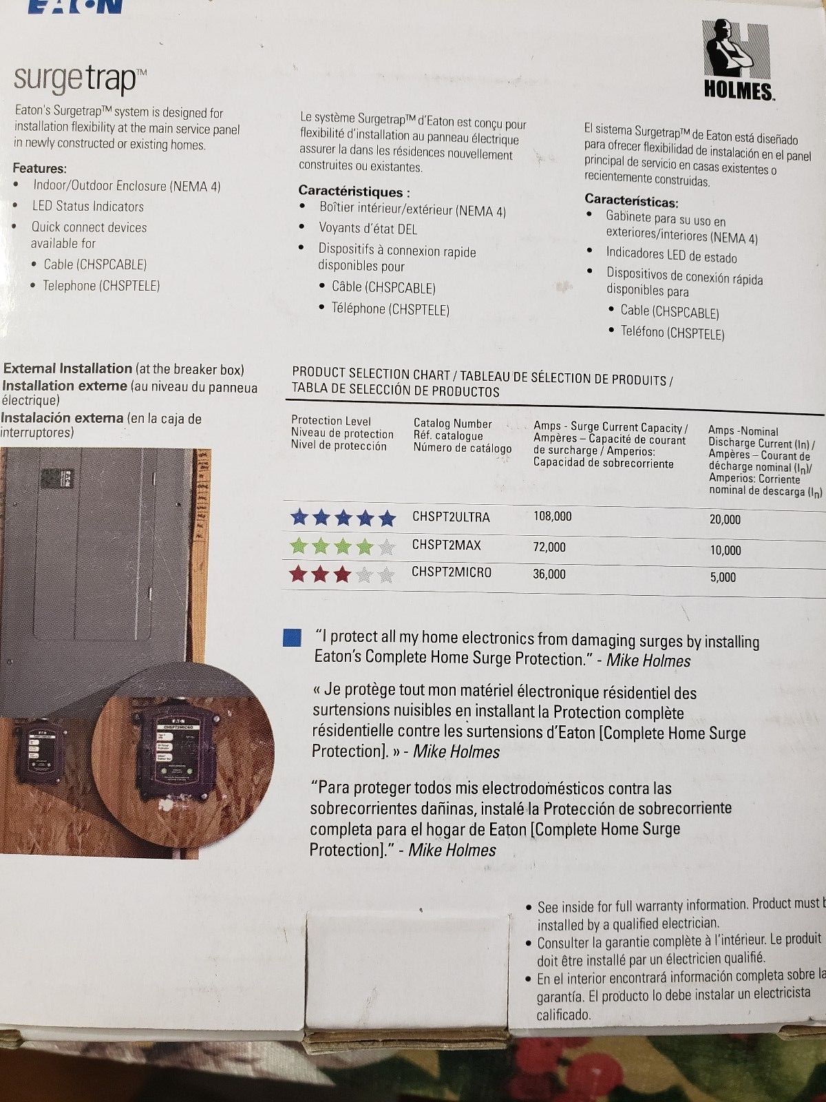 Eaton CHSPT2MICRO Surge Protector SPD Type 2 120/240V 60Hz Indoor/Outdoor NEW