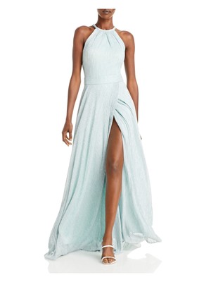 

AQUA FORMAL Женское мятое платье цвета морской волны, длинное вечернее платье без рукавов