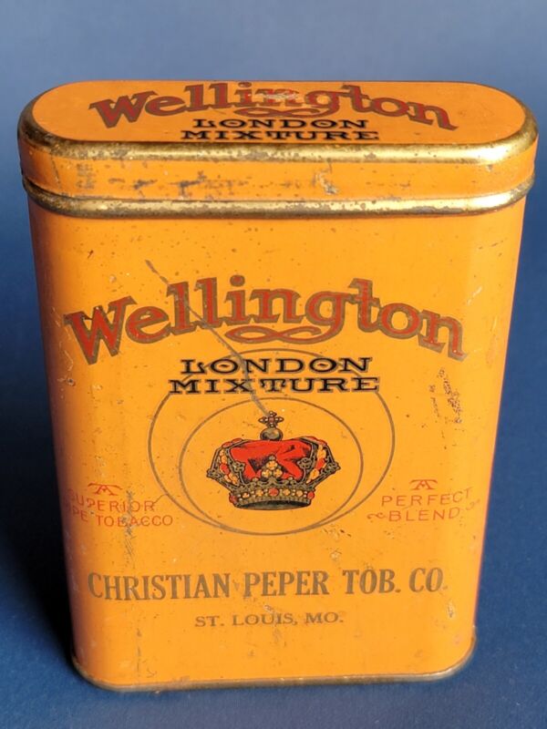 Vintage Wellington London Mixture Tobacco Tin Vertical Pocket Advertising