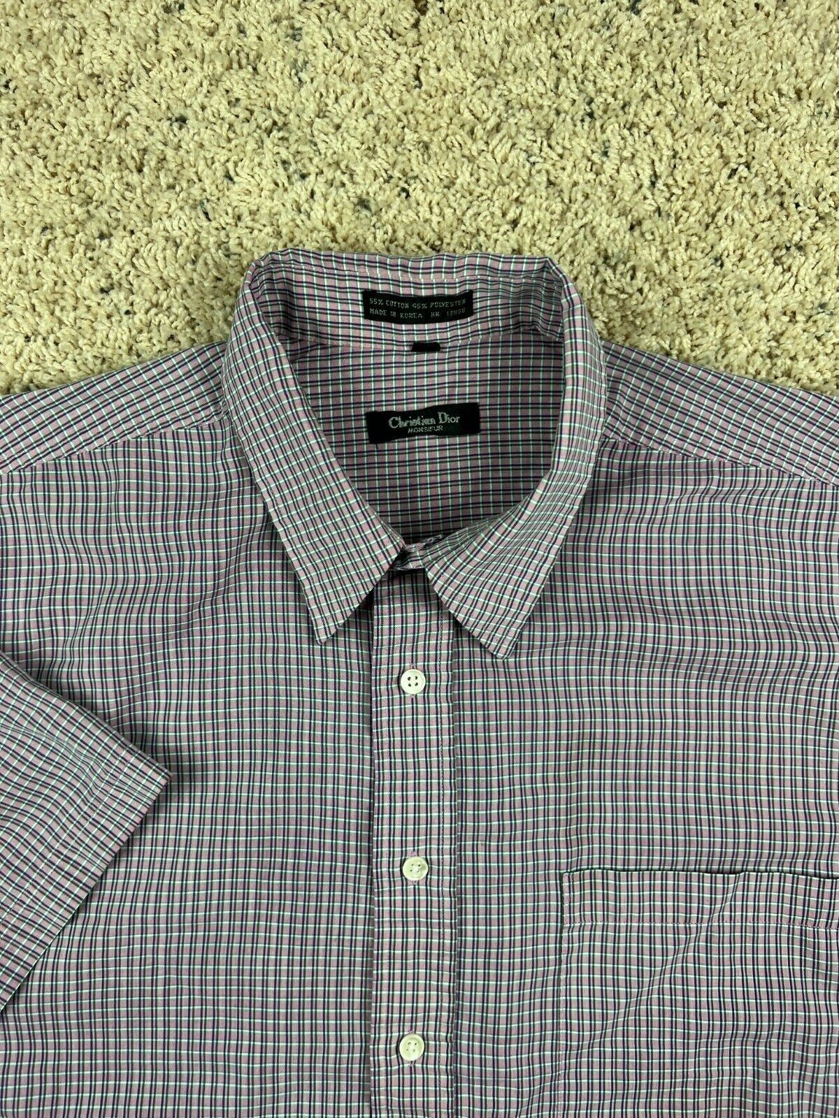 Christian Dior Monsieur Plaid Short Sleeve Shirt Mens XL Christian Dior Monsieur Plaid Short Sleeve Shirt Mens XL