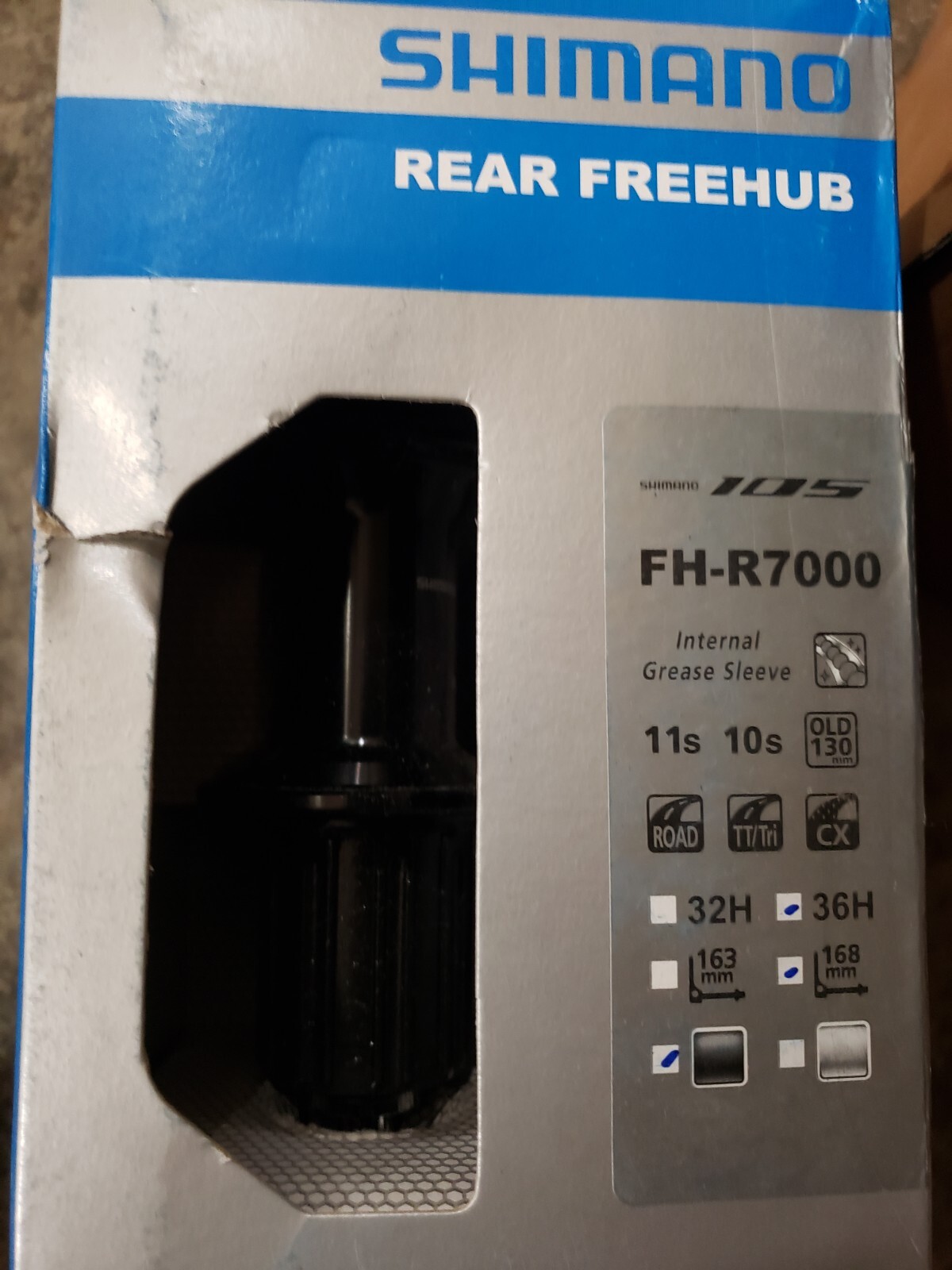 Shimano 105 FH-R7000 Rear Hub - QR x 168mm, Rim Brake, HG 11