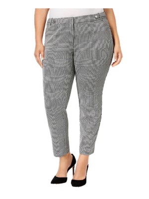 

CALVIN KLEIN Женские черные брюки до щиколотки, прямые брюки в клетку, плюс 20 Вт, Черный, W8GK6215