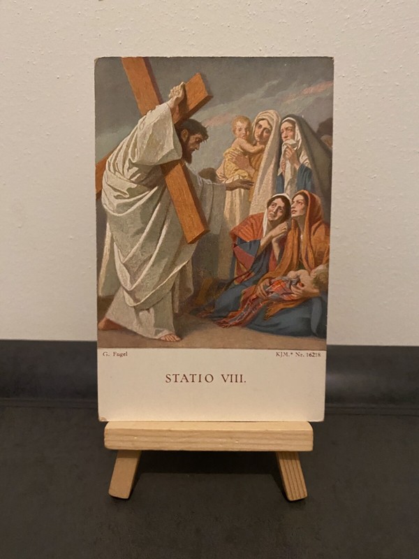 Vintage Postkarte Statio Iii G. Fugel Kjm Nr. 16218, Bibel, Jesus Mit Kreuz