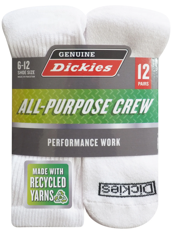 Men'S Value Work Crew Sock,12 Pack White Size 6-12