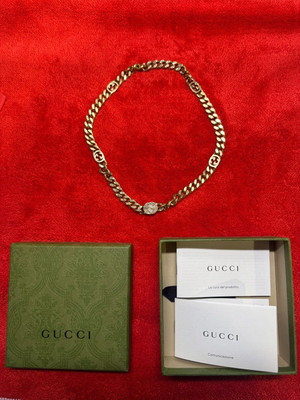 GUCCI Interlocking G Chain Necklace in Gold Tone Metal 19  | MSRP $920 | 