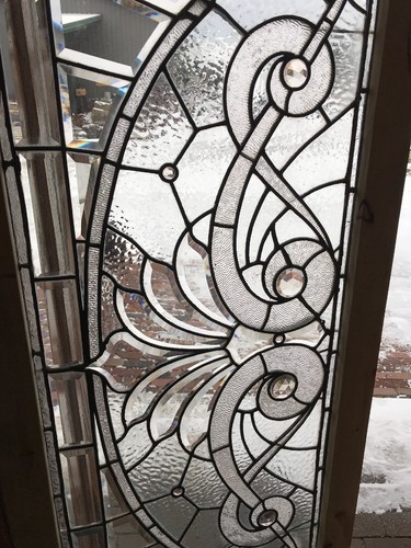 SG 2655 antique textured beveled Jeweled transom window 22.25 x 81