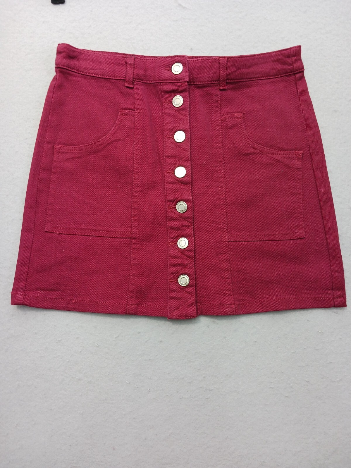 Altar'd State Women's Skirt Size S Burgundy Button Front Cotton A-Line Casual