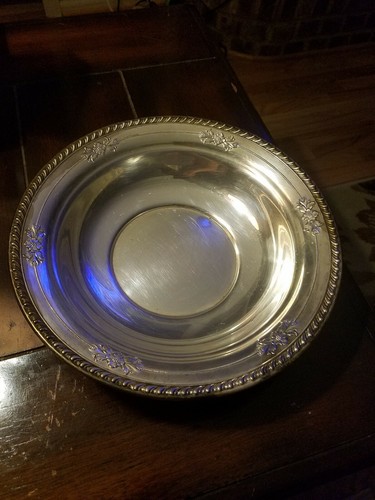 WALLACE STERLING SILVER BOWL with rim pattern.  Marked “Wallace Sterling #225
