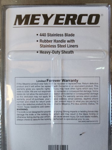Meyerco Rubber Handle Folding Hunting Knife with Gut Hook.