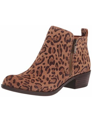 

Женские бежевые кожаные ботильоны LUCKY BRAND с круглым носком на блочном каблуке, Бежевый, LK-BASEL