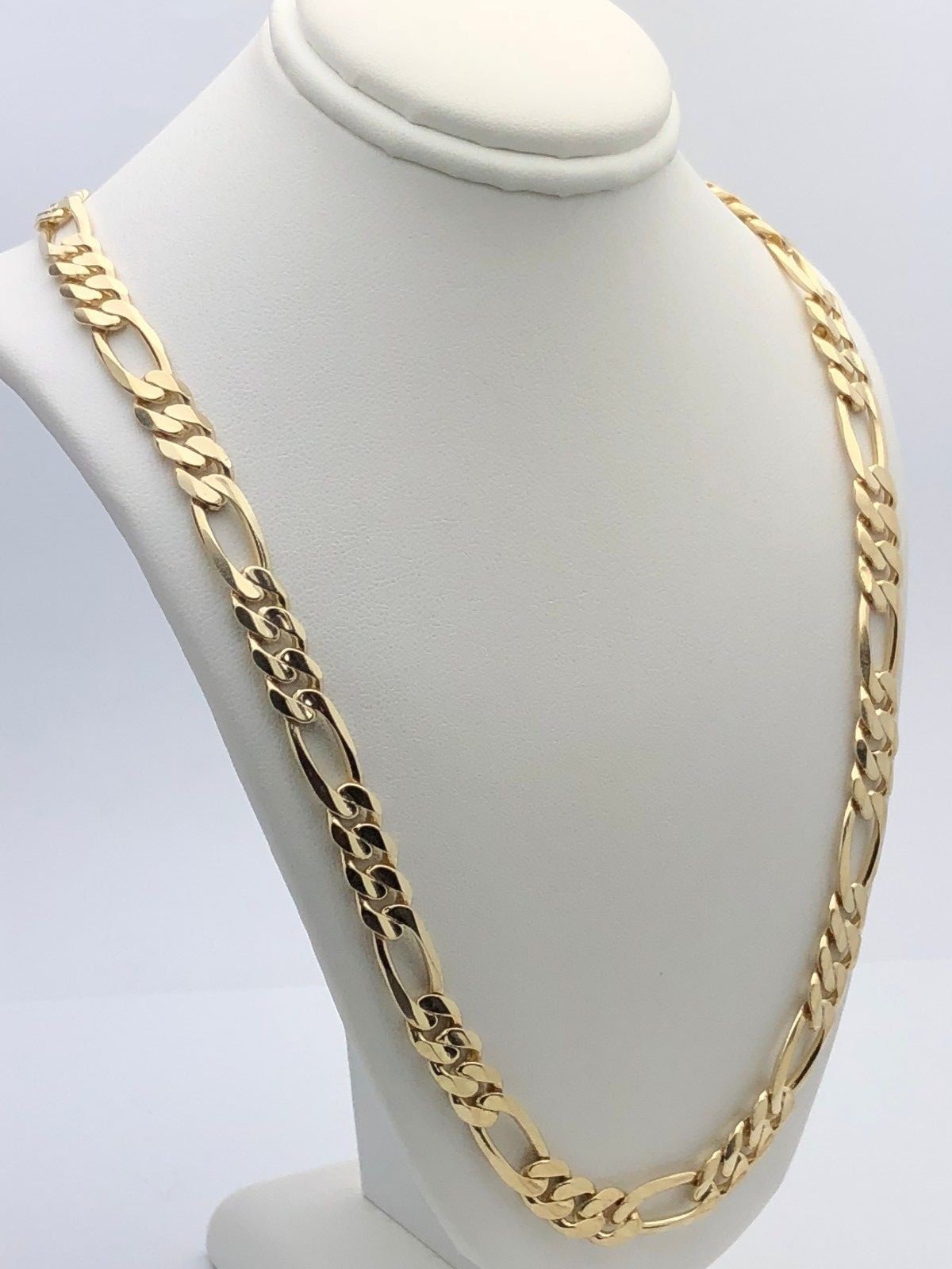 Men's 14k Yellow Gold Solid Figaro Chain Necklace Link 20" 7.75mm