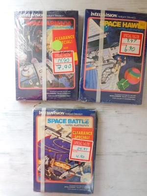 3 Intellivision Video games SPACE HAWK SPACE BATTLE SPACE ARMADA 1981 NOS