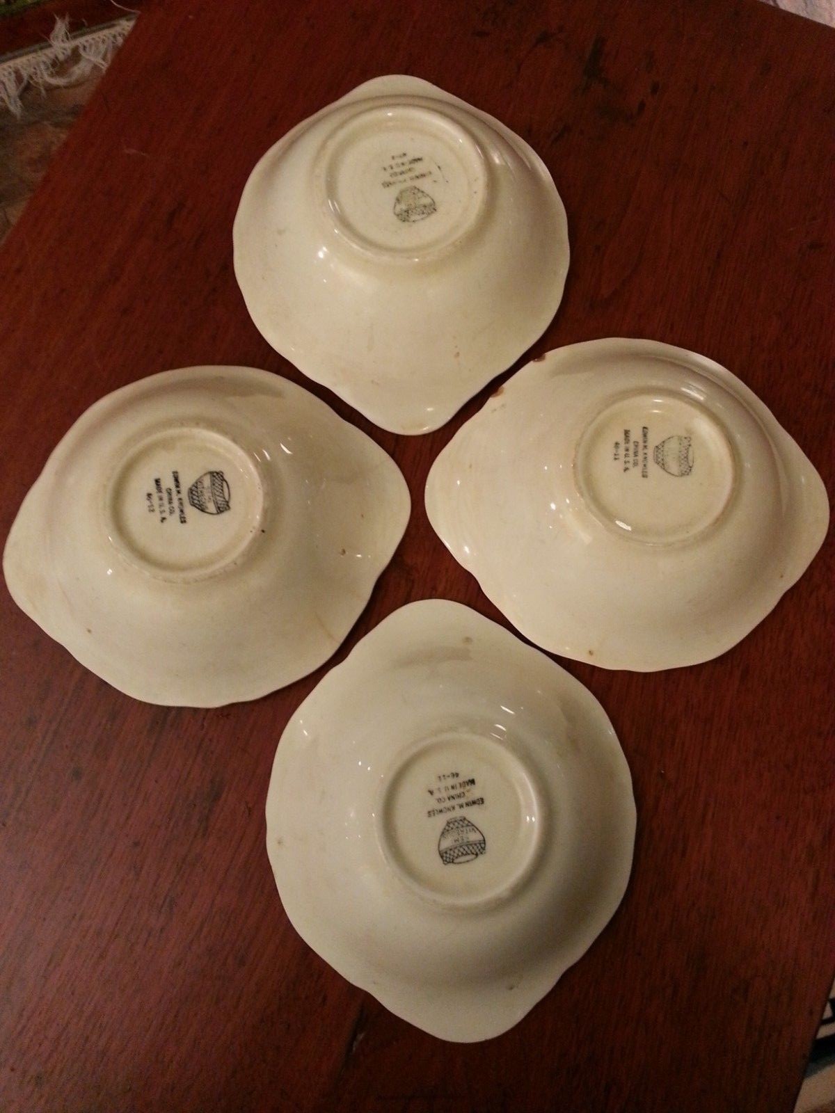 2 Edwin Knowles China Co. Soup Bowls, Semi Vitreous, Pink Floral