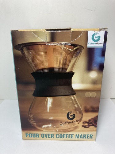 Coffee Gator Paperless Glass Pour Over Coffee Maker Dripped 10 Oz