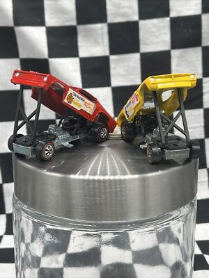 1970 Hot Wheels Redline Mustard Yellow Snake & Red Mongoose Funny Cars **NM**
