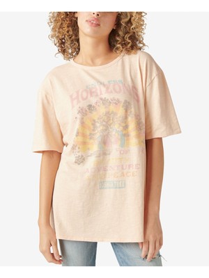 

LUCKY BRAND Женская оранжевая футболка с круглым вырезом и короткими рукавами, Оранжевый