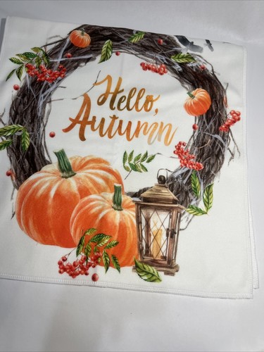 Kitchen Dish Hand Towel Hello, Autumn Pumpkin Theme 30x15 Inch