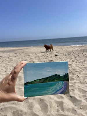 Original Malibu California Plein Air Acrylic Painting 5 X 7 Inches Contemporary 