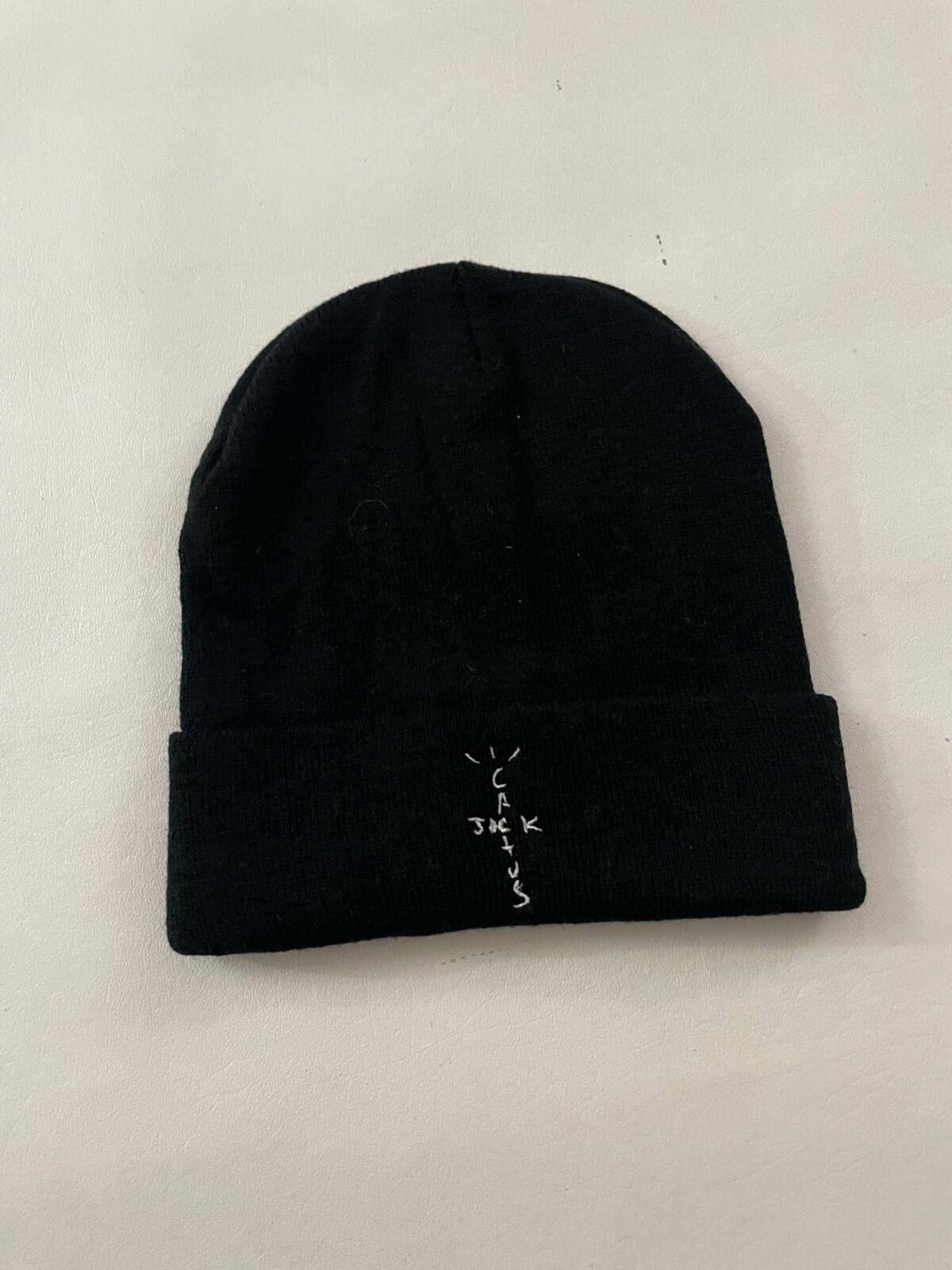 Cactus Jack Travis Scott Logo Knit Cuffed Black Beanie Hat Cactus Jack Travis Scott Logo Knit Cuffed Black Beanie Hat