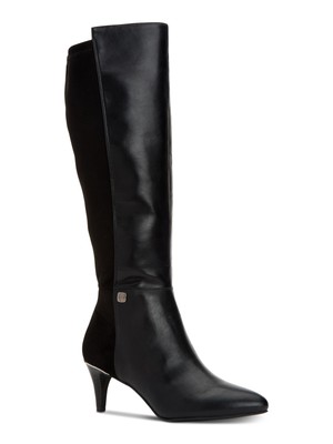 

ALFANI Женские черные ботинки с поддержкой свода стопы Hakuu Almond Toe Kitten Heel Heel Heel Boots, Черный, 10003195100