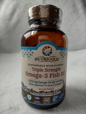 NutriGold Triple Strength Omega-3 Fish Oil 60 Softgels Exp 12/2024