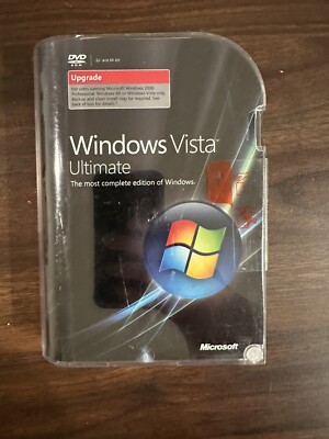 Microsoft Windows Vista Ultimate Full 32 Bit & 64 Bit DVDs=NEW SEALED BOX=