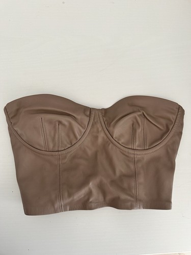 【rokh】BROWN LEATHER カットアウト BUSTIER F36 rokh】BROWN LEATHER カットアウト BUSTIER F36