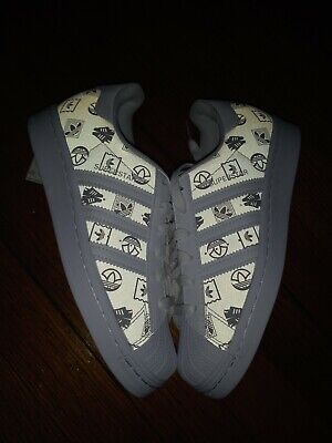 New Adidas Originals Superstar Size 4 Shoes Sneakers White GX8413 Reflective eBay