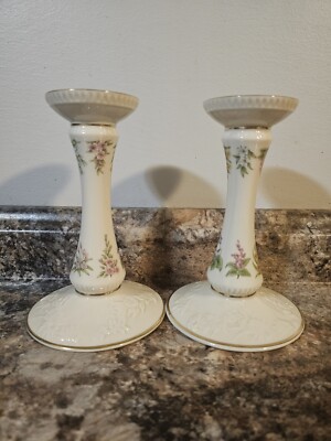 Pair Of 1989 Lenox ''The Constitution'' Candlesticks Limited Edition 7'' USA