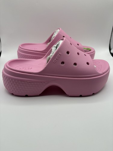 よっこし New Crocs Stomp Slide Womens 9 / Mens 7 Pink Tweed Rose