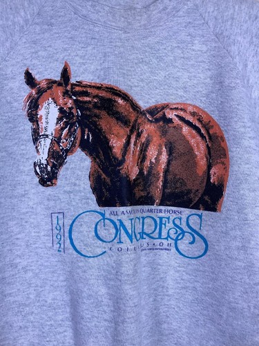 VTG 1992 ALL AMERICAN QUARTER HORSE CONGRESS Sweatshirt Gray Womens Large USA