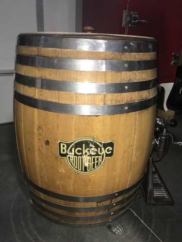 RARE BUCKEYE ROOT BEER STAVE BARREL DISPENSER FULL SIZE 1930s Oak Stainless Band