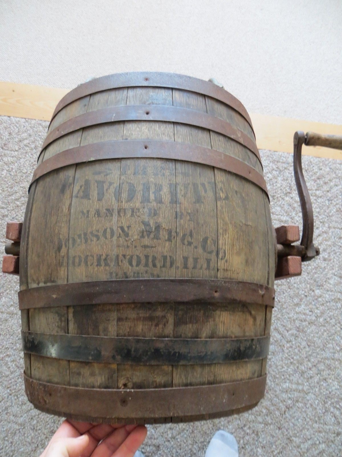 HAND CRANK ANTIQUE 1800'S BUTTER CHURN FAVORITE BY JOHNSON MFG.CO ROCKFORD ILL.