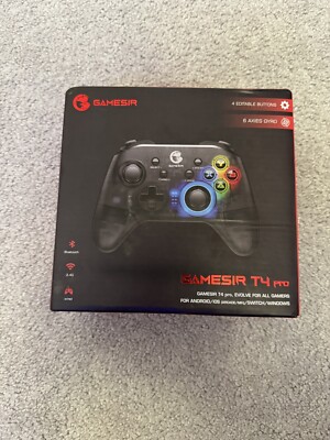 GameSir T4 Pro 2.4 GHz Wireless Bluetooth Gamepad 6 Axis Gyro LED Black NEW