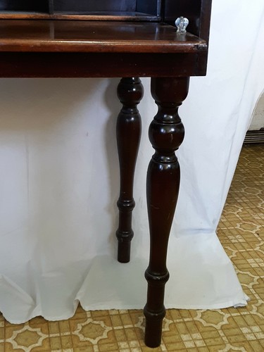 Antique Flip Top Folding Cover Wood Writing Student Desk Secretary turned legs