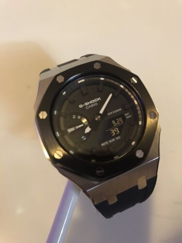 Pre-owned G-shock Casio  Ga2100 Carbon Custom Sliver And Black Watch