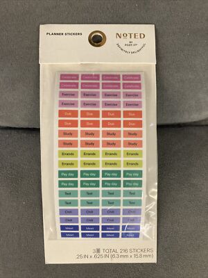 Noted By Post It Planner Stickers 216 Total 3 Sheets exercise due pay day test
