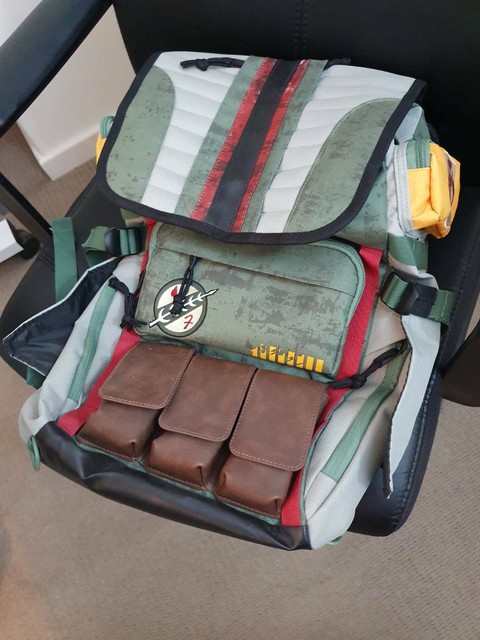 star wars boba fett mandalorian suit up laptop backpack