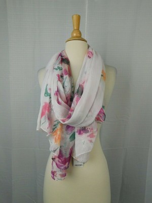 

INC Мужская белая многоцветная розовая металлическая шаль с цветочным принтом, Розовый