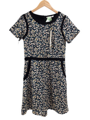 UTTAM BOUTIQUE Ladies UK 12 Black & Blue Floral Print A-Line Dress New With Tags