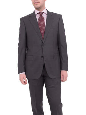 

Мужской костюм Napoli Slim Fit однотонного серого цвета из итальянской шерсти супер 150-х годов с полухолщовой тканью, Серый
