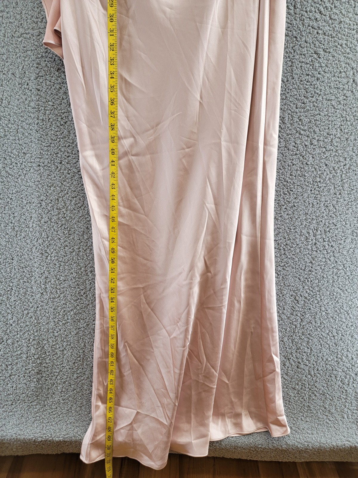Amsale One Shoulder Draped Column Gown Women's 18 Rose Quartz Back Zip Closure - Picture 7 of 16