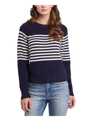 

RILEY-RAE Женский темно-синий хлопковый свитер в полоску с круглым вырезом и длинными рукавами, Navy
