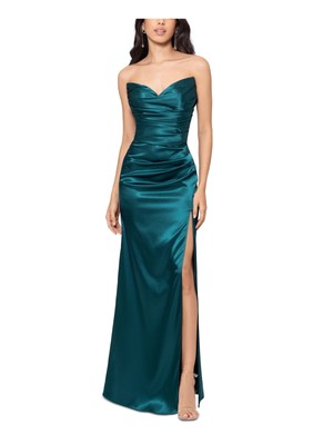 BLONDIE NITES Womens Green Thigh-high Slit Lined Sleeveless Dress Juniors 9