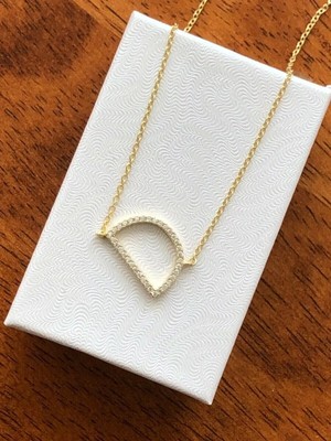 2Ct Round Lab Created Diamond Initial Letter ''D'' Pendant 14K Yellow Gold Plated